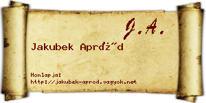 Jakubek Apród névjegykártya